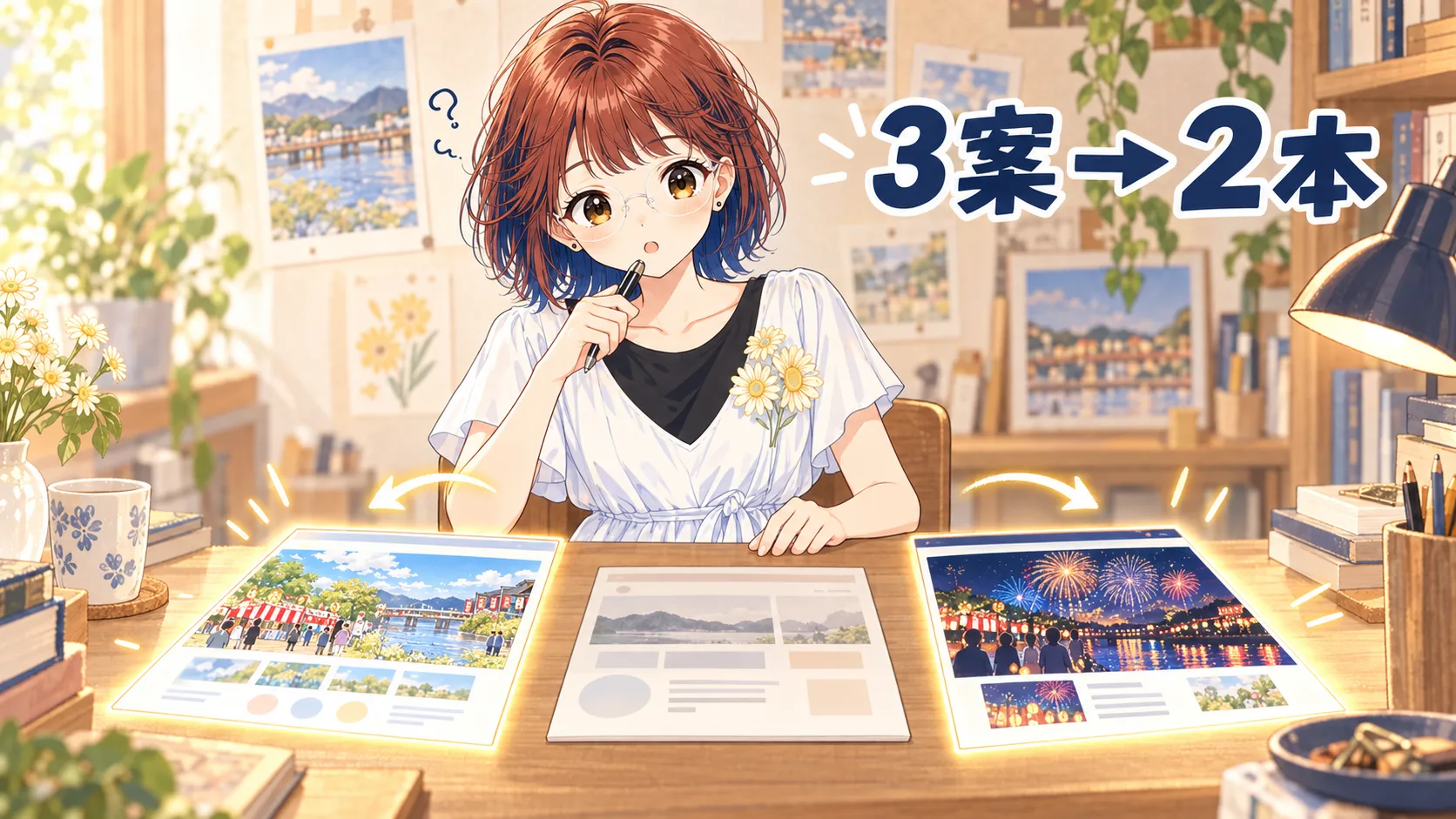 3案から2本になった夏祭りLP。昼と夜の2枚のサイトの間で悩むsuzumin