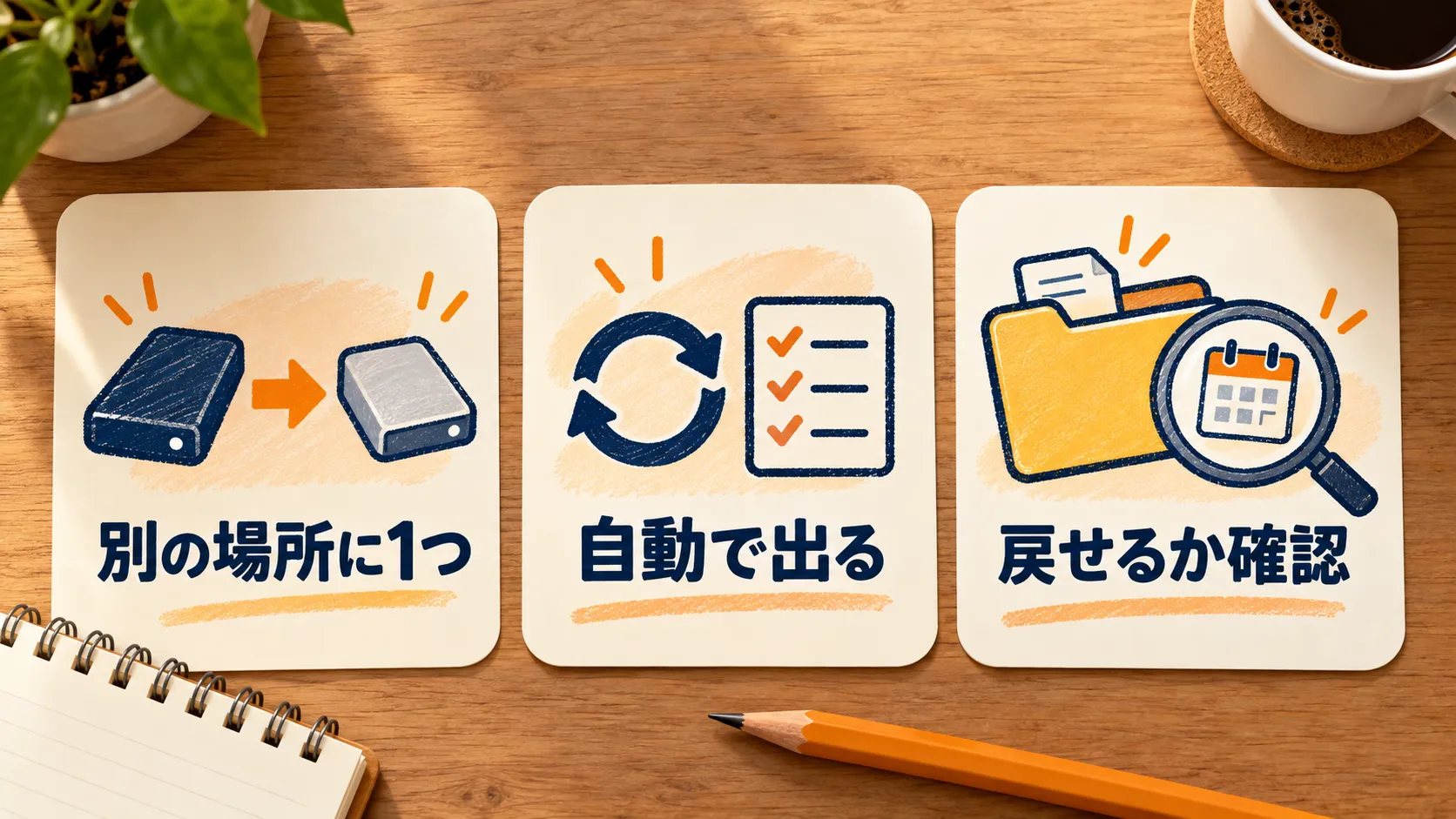 保存の3つの決まりをまとめたカード