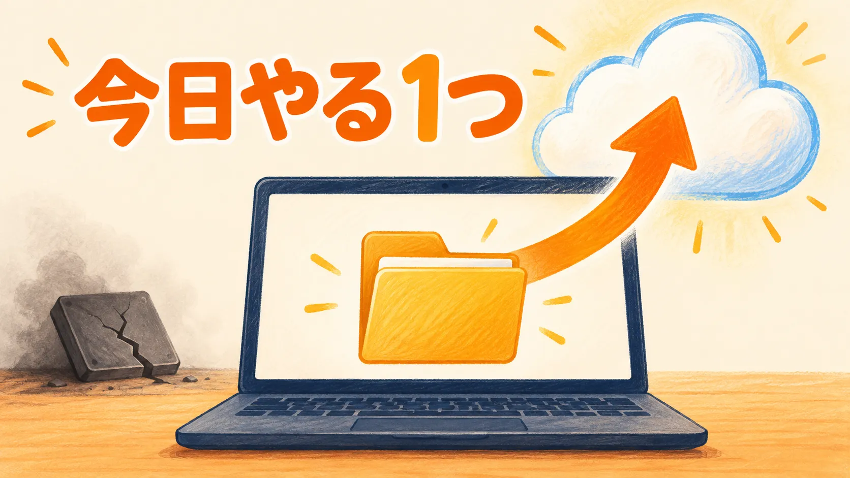 今日やる1つ、作業フォルダを同期フォルダへ移すことを示した図