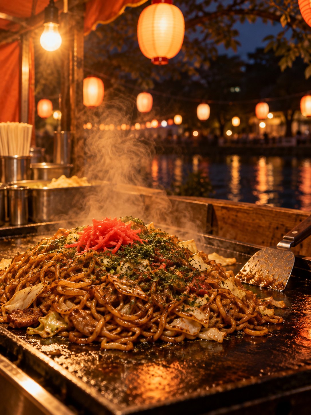 鉄板の上の焼きそば